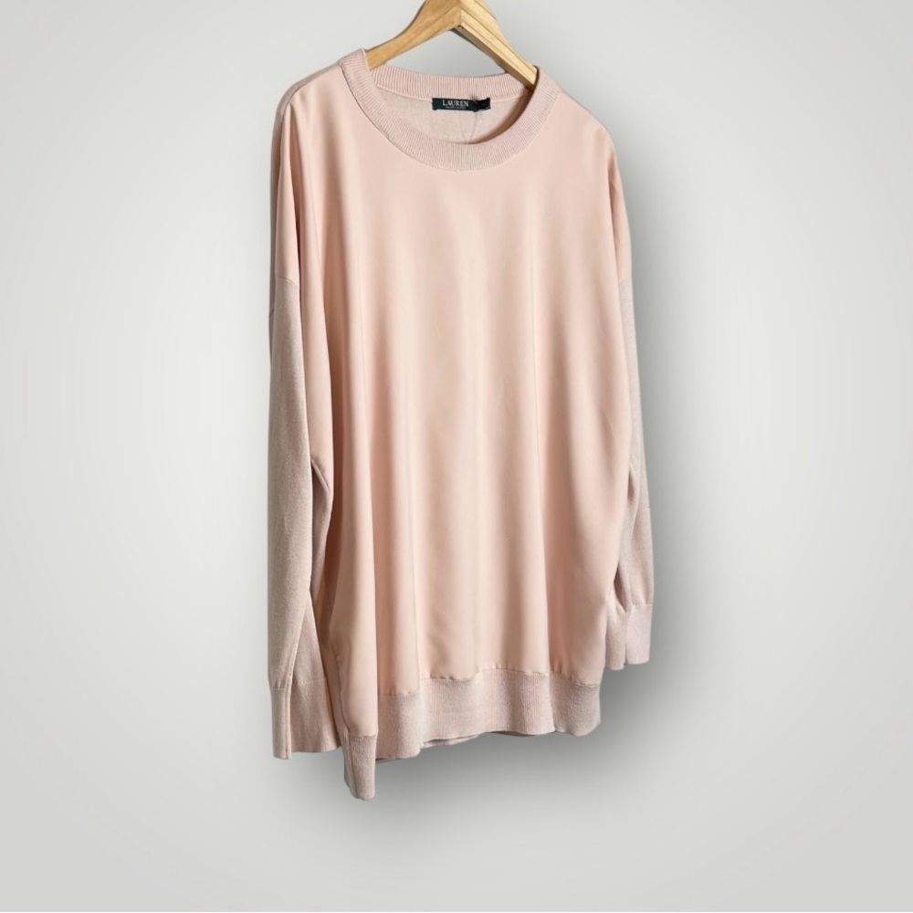 Lauren Ralph Lauren Sweatshirt Size XL Faux Leather Front Mixed Fabric - Picture 3 of 7